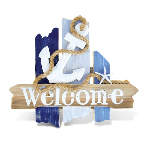 Puzzled Atlantic Anchor Handcrafted Wood Nautical Welcome Sign
