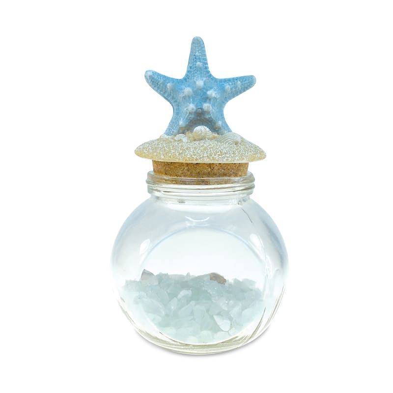 CoTa Global Turquoise Starfish Nautical Glass Bottle w/ Crystal Rocks