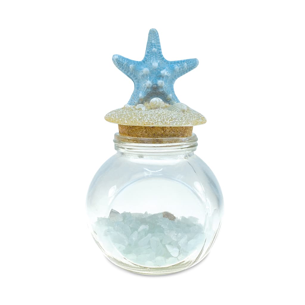 CoTa Global Turquoise Starfish Nautical Glass Bottle w/ Crystal Rocks