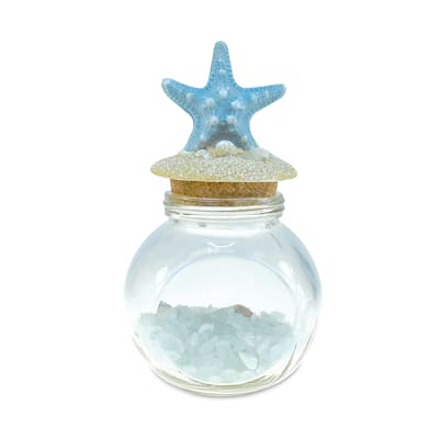 Turquoise Crystal Starfish Shell Nautical Decor Bottle