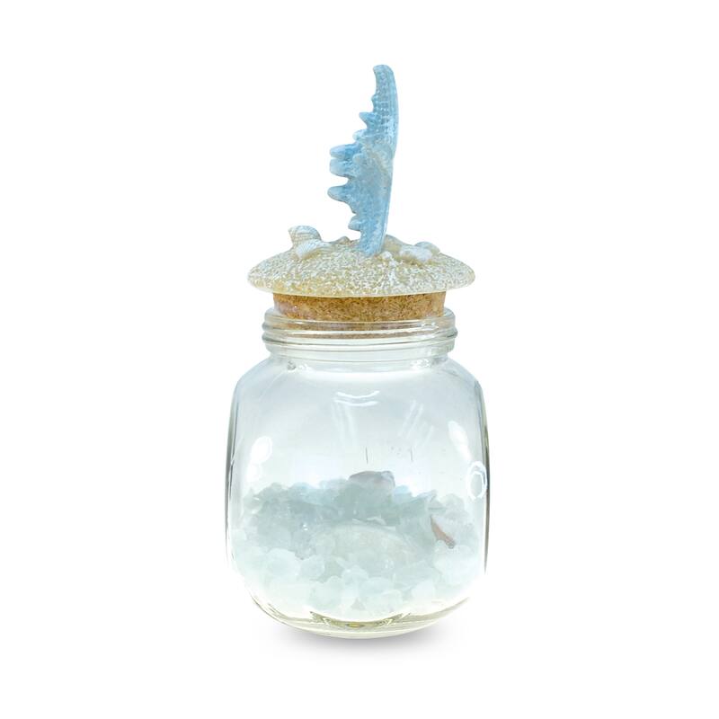 CoTa Global Turquoise Starfish Nautical Glass Bottle w/ Crystal Rocks