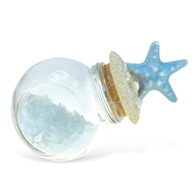 CoTa Global Turquoise Starfish Nautical Glass Bottle w/ Crystal Rocks