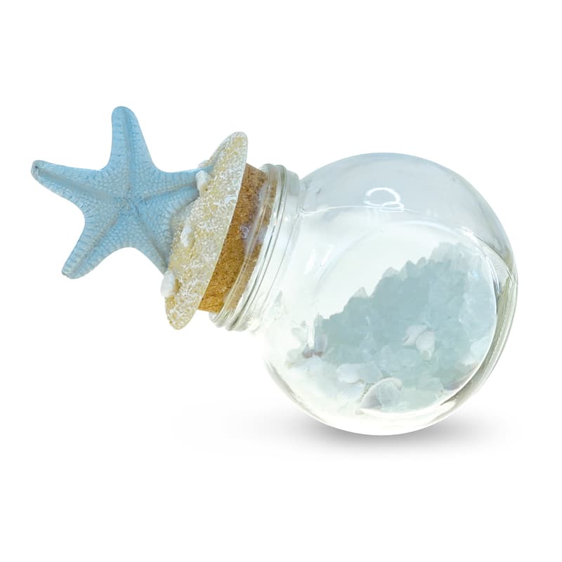 CoTa Global Turquoise Starfish Nautical Glass Bottle w/ Crystal Rocks