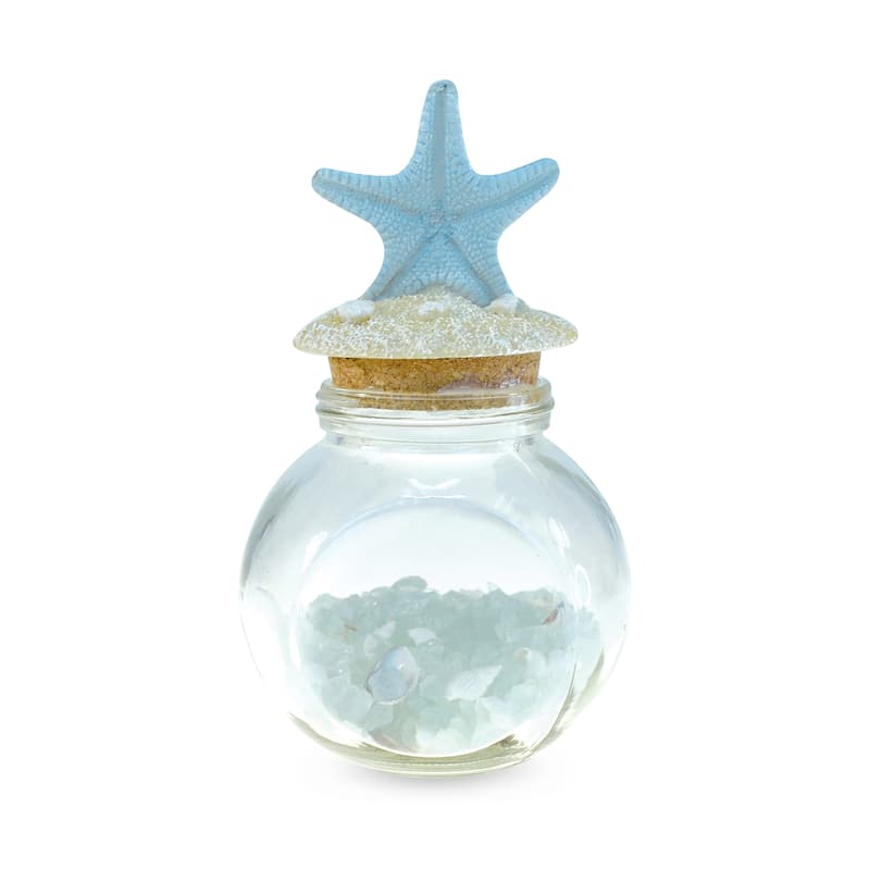 CoTa Global Turquoise Starfish Nautical Glass Bottle w/ Crystal Rocks