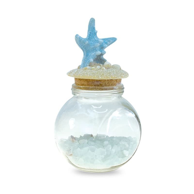 CoTa Global Turquoise Starfish Nautical Glass Bottle w/ Crystal Rocks