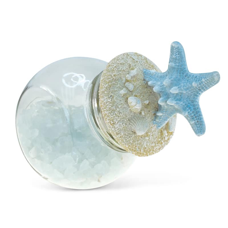 CoTa Global Turquoise Starfish Nautical Glass Bottle w/ Crystal Rocks
