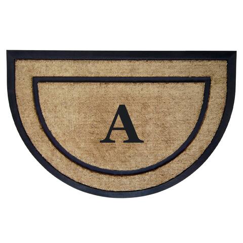 Half Circle Outdoor Rugs Online At Our Best Shape Half Circle Black And Brown Coir Rubber Framed Doormat 2