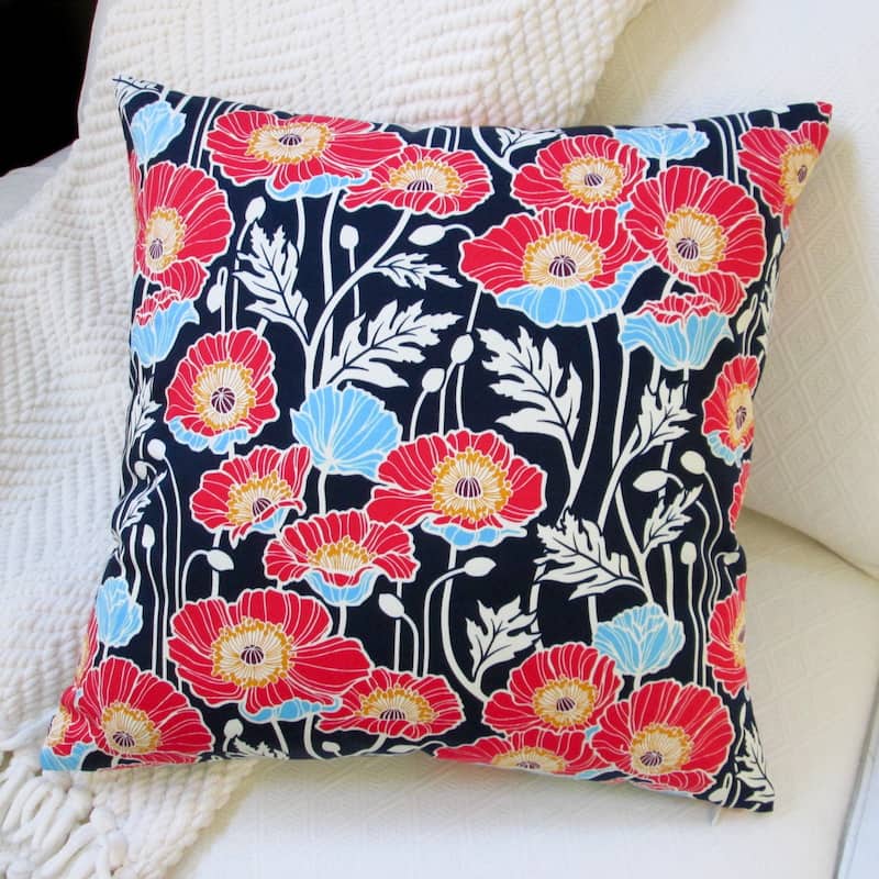 Artisan Pillows Pristine Poppy Pink or Midnight Blue 20-inch Indoor Throw Pillow Cover