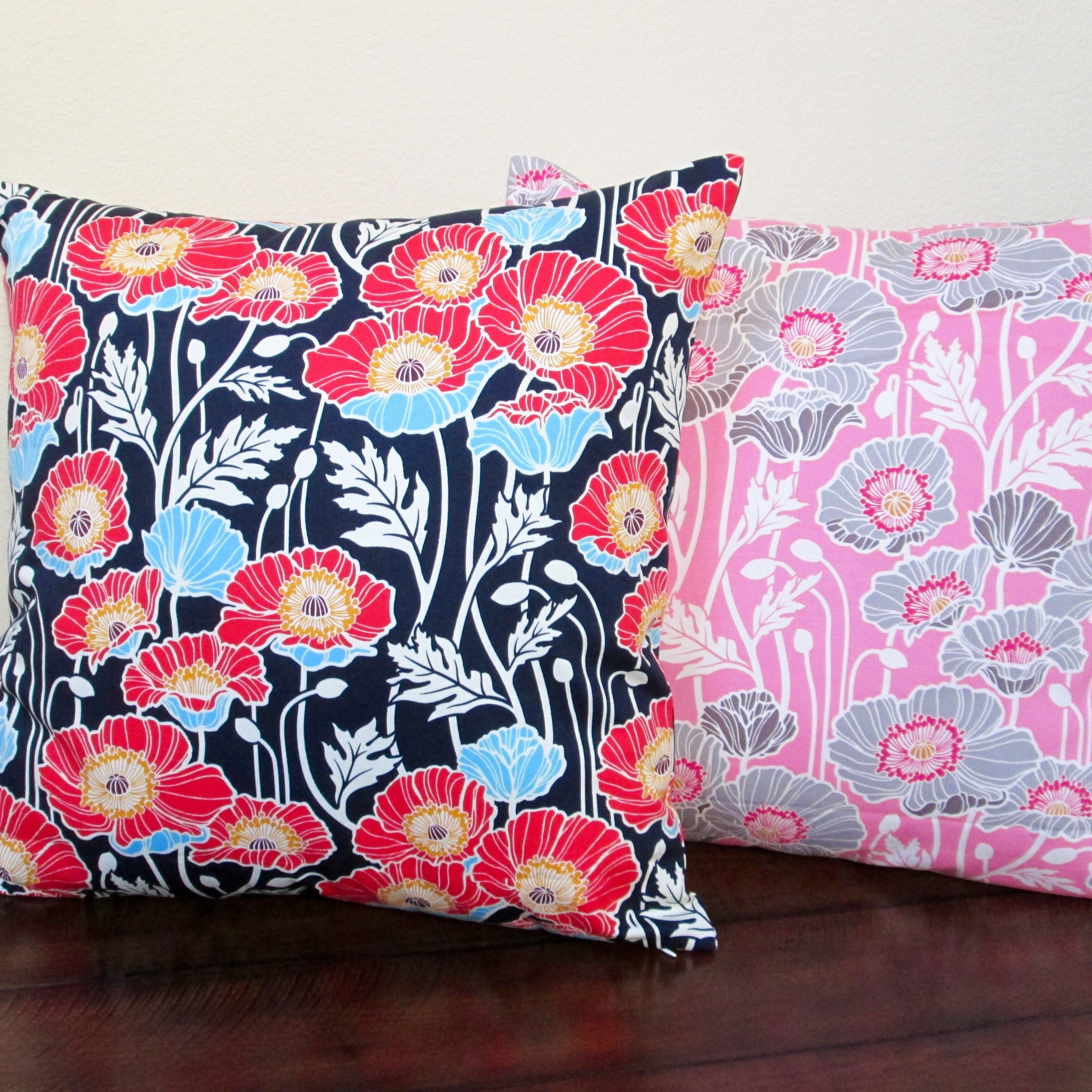 poppy colored throw pillows