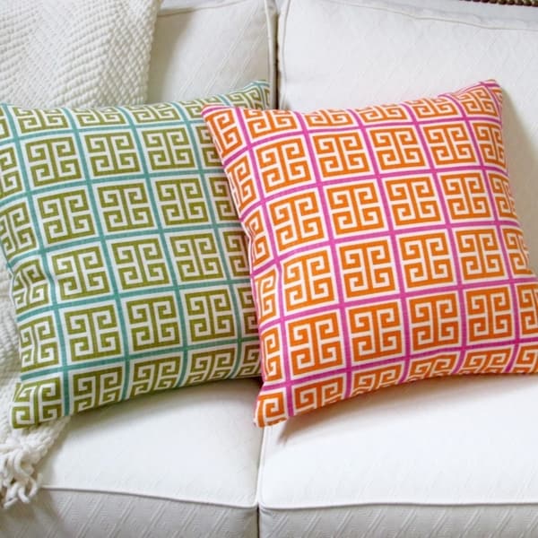 Pink greek key online pillow