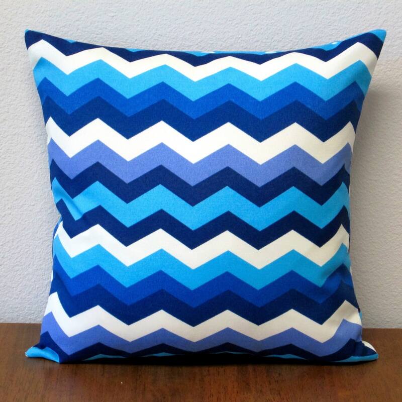 Artisan Pillows Blue Panama Wave Zig Zag Polyester Outdoor 18inch
