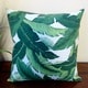 preview thumbnail 1 of 1, Artisan Pillows 18-inch Indoor/Outdoor Island Hopping Emerald Tropical Palm Leaf Pillow Cover (Set of 2)