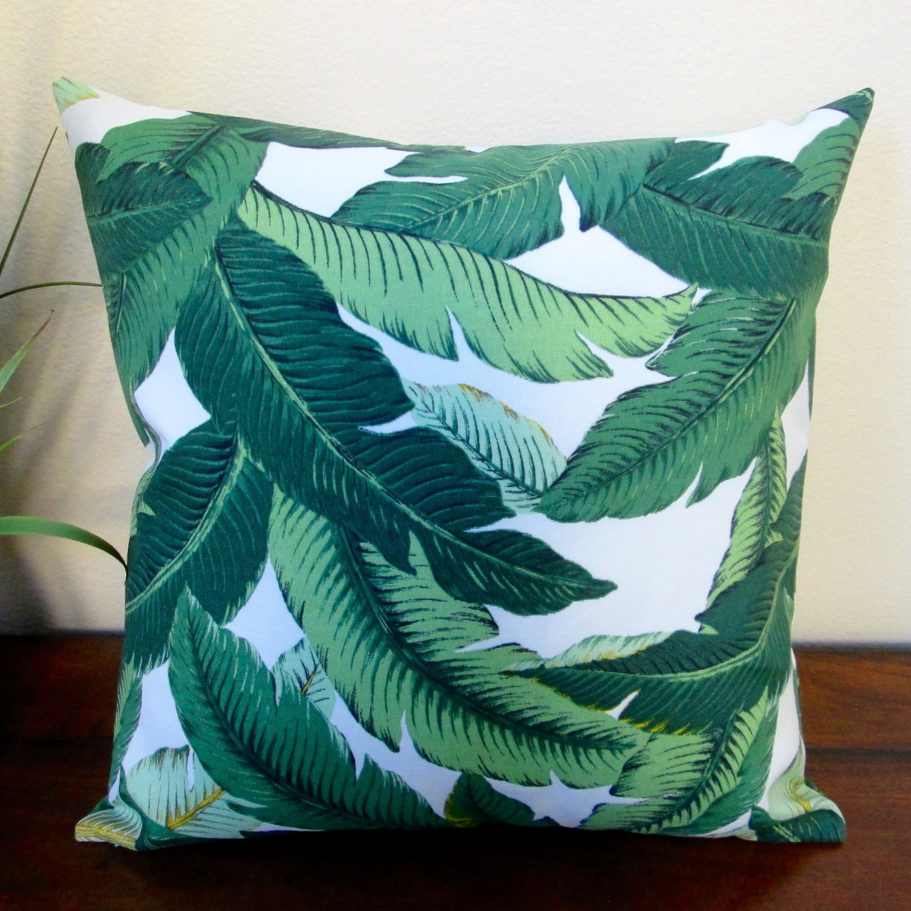tropical leaf throw pillows