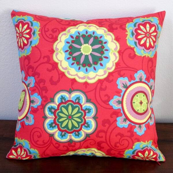 Shop Artisan Pillows Red Geometric Circles 18 Inch Decorative