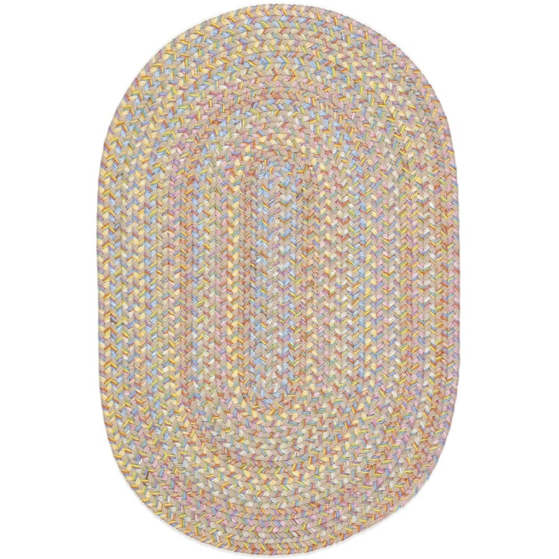 Rhody Rug Playful Indoor/Outdoor Braided Area Rug - 3' x 5' Oval - Sand Beige