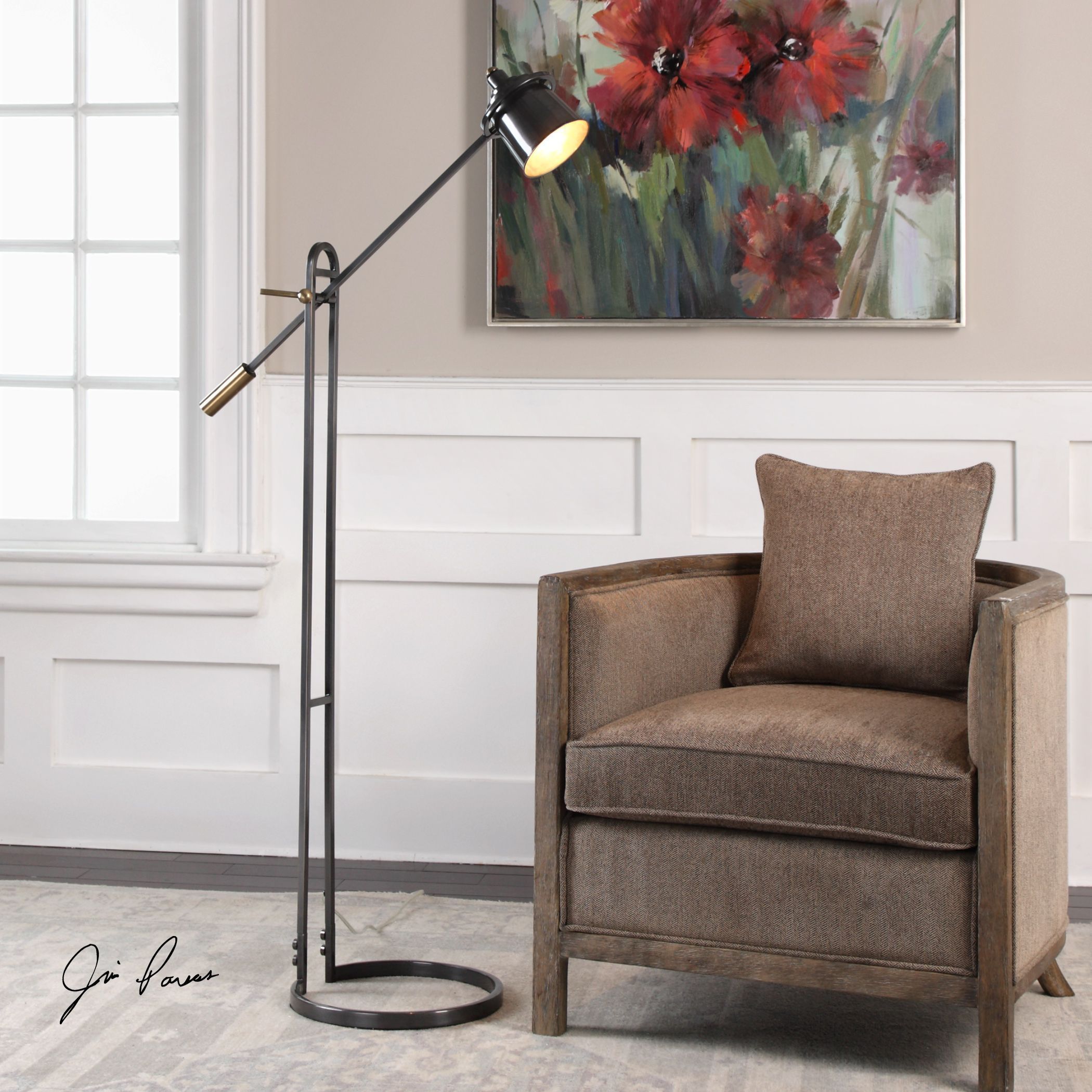 Uttermost Floor Lamps 28089-1 Vardar Curved Brass Floor Lamp, Wayside  Furniture & Mattress