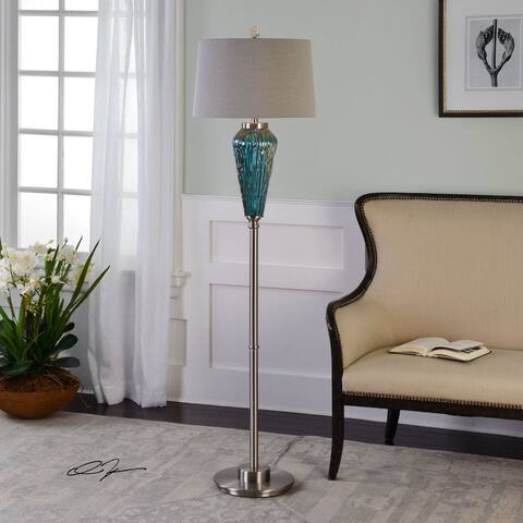 Uttermost Almanzora Blue Glass Floor Lamp