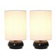 preview thumbnail 4 of 7, Simple Designs Black Metal and White Fabric Mini Touch Lamps (Set of 2)