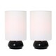 preview thumbnail 2 of 7, Simple Designs Black Metal and White Fabric Mini Touch Lamps (Set of 2) Black