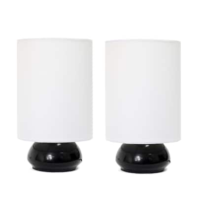 Simple Designs Black Metal and White Fabric Mini Touch Lamps (Set of 2)