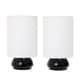 preview thumbnail 1 of 7, Simple Designs Black Metal and White Fabric Mini Touch Lamps (Set of 2)
