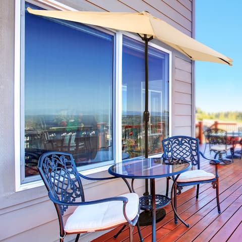 Pure Garden 9' Half Round Patio Umbrella - Tan