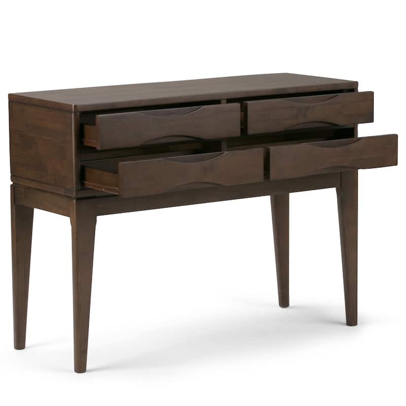 WYNDENHALL Pearson SOLID HARDWOOD 40 inch Wide Mid Century Modern Hallway Console Sofa Table in Walnut Brown