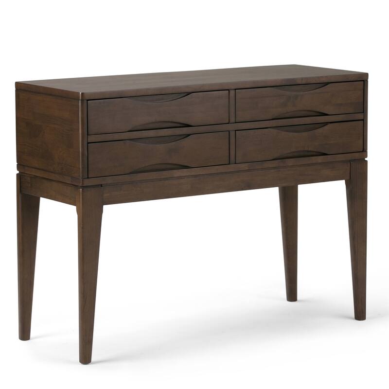 WYNDENHALL Pearson SOLID HARDWOOD 40 inch Wide Mid Century Modern Hallway Console Sofa Table in Walnut Brown