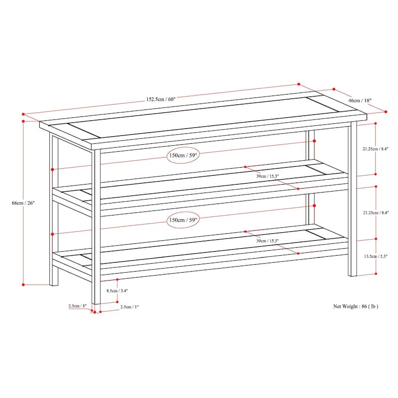 WYNDENHALL Rhonda SOLID MANGO WOOD 60 inch Wide Industrial TV Media Stand For TVs up to 65 inches - 60"w x 18"d x 26" h