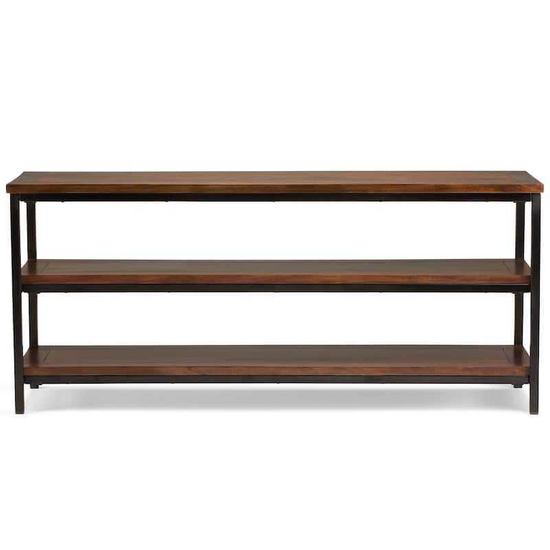 WYNDENHALL Rhonda SOLID MANGO WOOD 60 inch Wide Industrial TV Media Stand For TVs up to 65 inches - 60"w x 18"d x 26" h