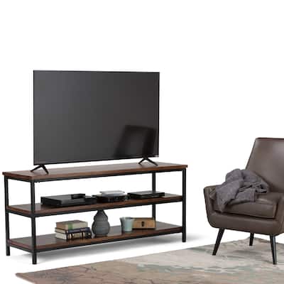 WYNDENHALL Rhonda SOLID MANGO WOOD 60 inch Wide Industrial TV Media Stand For TVs up to 65 inches - 60"w x 18"d x 26" h