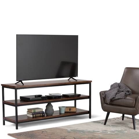 WYNDENHALL Rhonda SOLID MANGO WOOD 60 inch Wide Industrial TV Media Stand For TVs up to 65 inches - 60"w x 18"d x 26" h