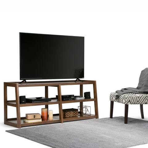 WYNDENHALL Hawkins SOLID WOOD 60 inch Wide Modern Industrial TV Media Stand For TVs up to 65 inches - 60"w x 20"d x 26" h
