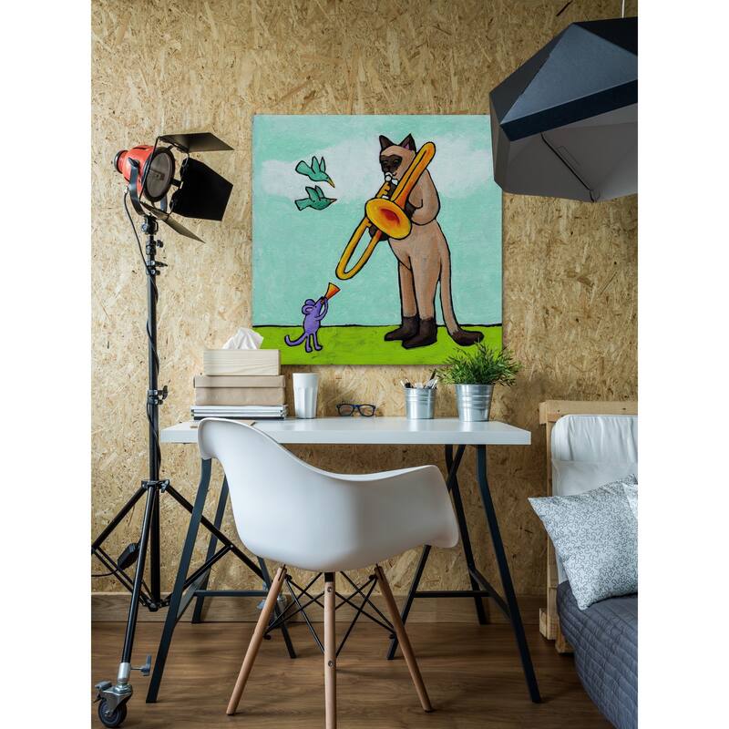 Marmont Hill - 'Cat and Mouse Music' by Janet Nelson Painting Print on Wrapped Canvas - Multi-Color