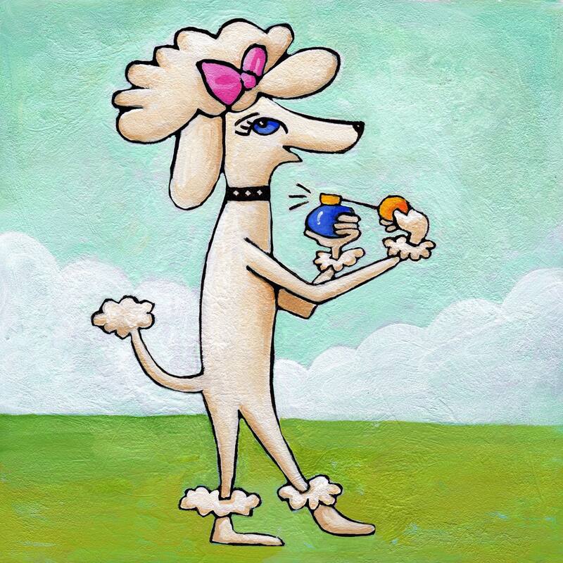 Marmont Hill - 'Give a Dog Cologne' by Janet Nelson Painting Print on Wrapped Canvas - Multi-Color