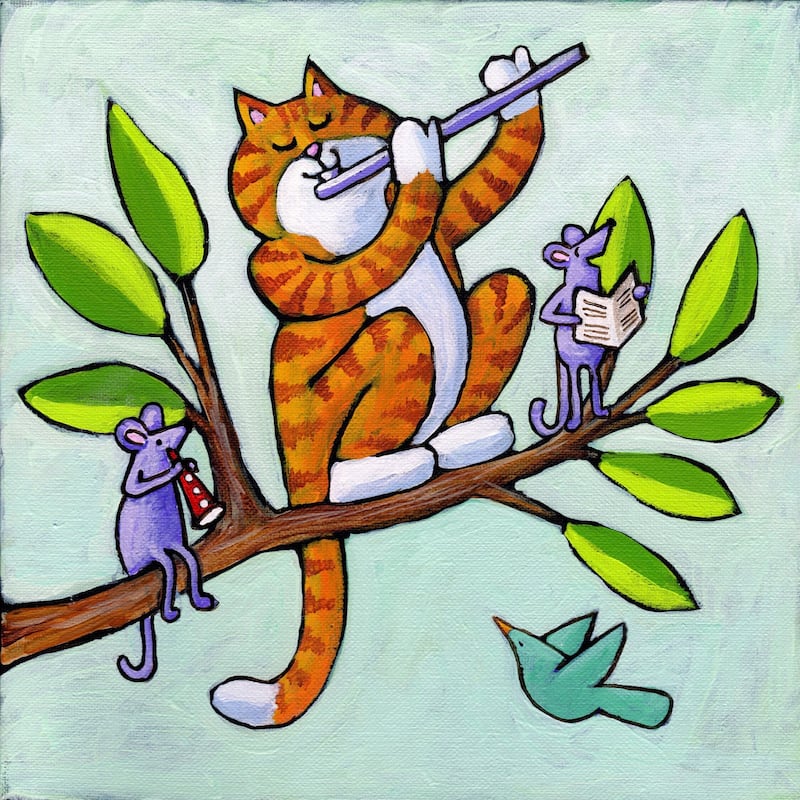 Marmont Hill - 'Out on a Musical Limb' by Janet Nelson Painting Print on Wrapped Canvas - Multi-Color