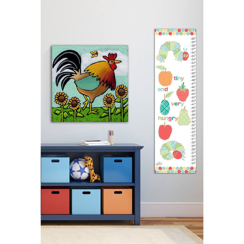 Marmont Hill - 'Rooster with Sunflowers' by Janet Nelson Painting Print on Wrapped Canvas - Multi-Color