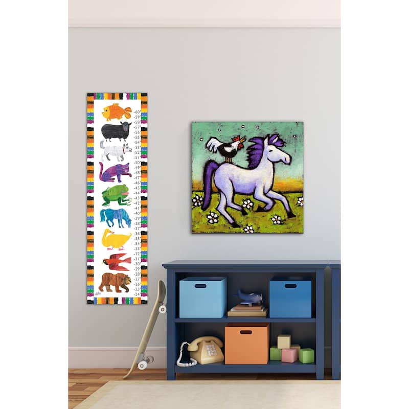 Marmont Hill - 'Rooster Rides a Horse' by Janet Nelson Painting Print on Wrapped Canvas - Multi-Color