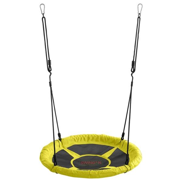 slide 2 of 4, Swingan 37.5 Super Fun Nest Swing with Adjustable Ropes, and Yellow Solid Fabric Seat Design