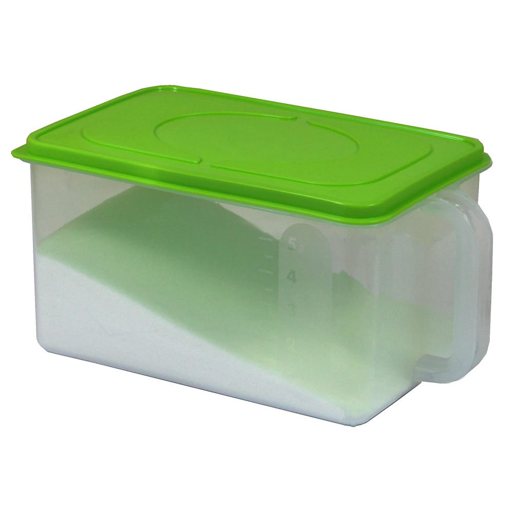 Basicware Clear Plastic Sealed Kitchen Container With Handle and Green Lid