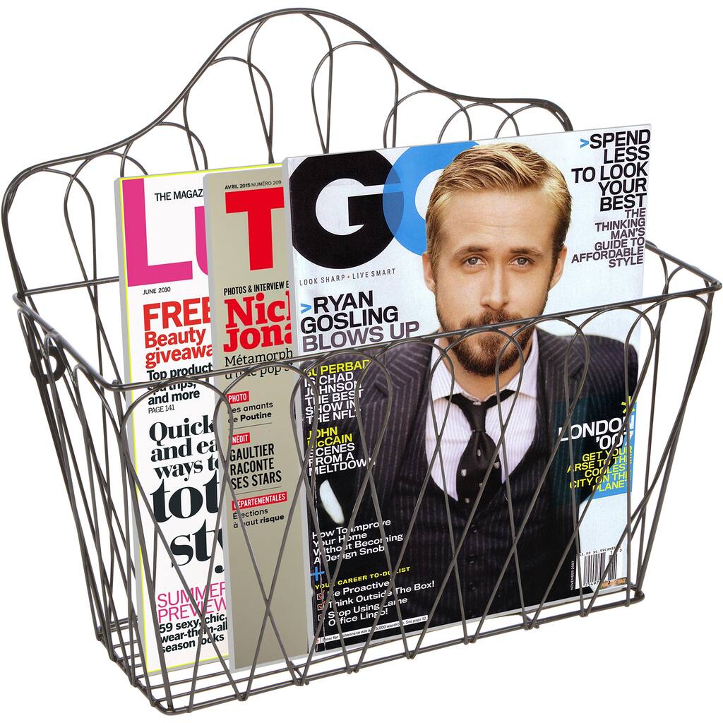 Decorative Wall Mounted Metal Magazine and Storage Rack - Overstock ...