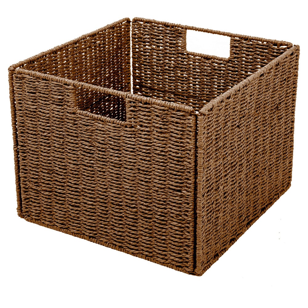 Grey Round Woven Storage Baskets with Lid- 4 Pc.