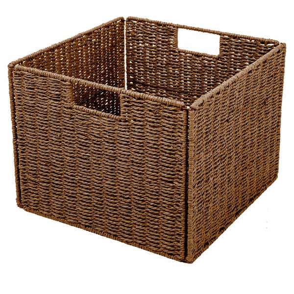 7 Pack Decorative & Durable Woven Fabric Storage Baskets, Shelf & Closet  Organization - Brown