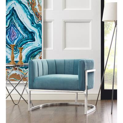 Magnolia Sea Blue Chair with Silver Base