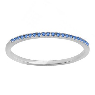 stackable dainty sapphire 14k anniversary ring band round gold tw 10ct
