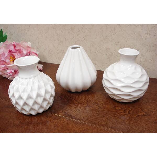 slide 2 of 2, D'Lusso Designs Nadia Collection White Ceramic Small Vase (Pack of 3)