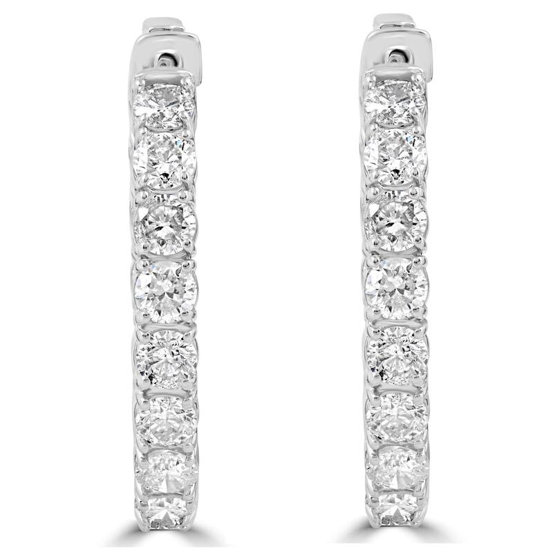 14k White Gold 6.13 ct TDW Diamond Inside Outside Hoops