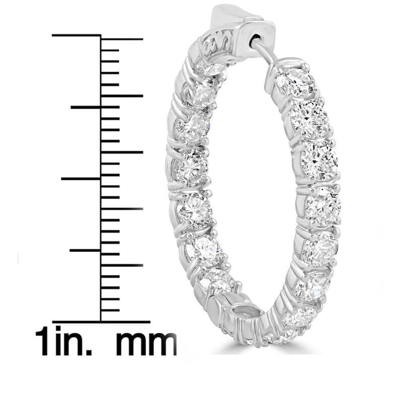 14k White Gold 6.13 ct TDW Diamond Inside Outside Hoops
