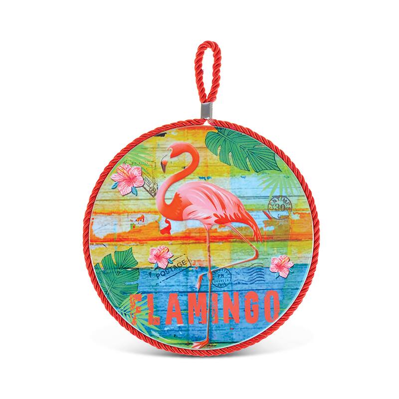 Puzzled Flamingo Multicolor Ceramic Pot Holder