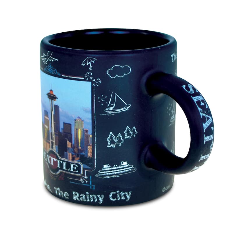 Puzzled Seattle Skyline Blackboard Ceramic Mini Mug
